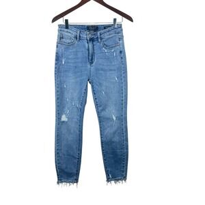 Judy Blue jeans womens 5/27 (29x28) Blue Distressed Relaxed Fit JB88430